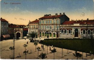 1917 Pola, Custozaplatz / square + "Zensuriert S.M.S. Viribus Unitis" (EK)