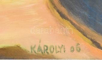 Károlyi Ernő (1923 -2016): Sztráda a tengerparton, 2006. Olaj, farost, jelzett. Hátoldalán autográf ...