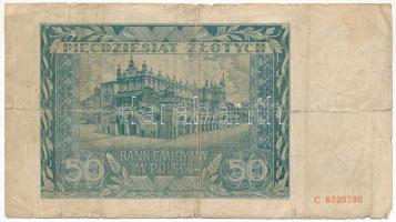Lengyelország / Német megszállás 1941. 50Zl "C" T:VG beszakadások, lyukak
Poland / German...