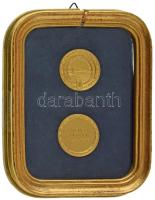 Olaszország 1975. "Bari Egyetem 1925-1975" aranyozott bronz emlékérem pár sérült keretbe ragasztva. Szign.: S. Johnson (32mm) T:VF Italy 1975. "University of Bari 1925-1975" gilt bronze commemorative medallion pair glued in damaged frame. Sign.: S. Johnson (32mm) C:VF