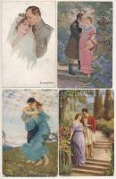 15 db RÉGI zsáner motívum képeslap vegyes minőségben: szerelmes párok / 15 pre-1945 motive postcards in mixed quality: romantic couples in love