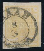 1850 1kr MP Ib típus, aranysárga / type MP Ib, golden yellow RAAB Certificate: Strakosch (ANK EUR 320,-)