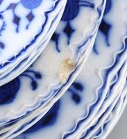 Johnson Bros Holland hagyma mintás porcelán étkészlet. Hat személyes, Máz alatti kék festéssel. 4x6 ...