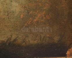 Kálmán P. jelzéssel: Táj. házzal. Olaj, karton. Kissé sérült. 51x77,5 cm. Dekoratív, kissé sérült fa...