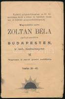 cca 1910 Zoltán Béla gyógyszertára Budapest Szabadság tér, Képes reklám nyomtatvány, receptekkel, tanácsokkal 24p.