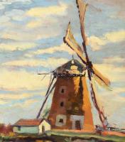 Bocskay jelzéssel: Szélmalom. Olaj, karton, 40×50 cm. Dekoratív fakeretben