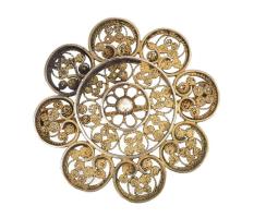 Aranyozott ezüst(Ag) filigrán bross, jelzett, d: 4 cm, nettó: 7,5 g
