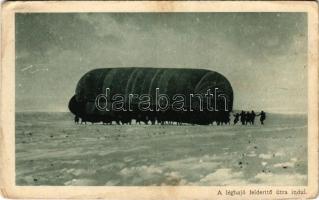 1917 A léghajó felderítő útra indul. Az Érdekes Újság kiadása / WWI Austro-Hungarian K.u.K. military, observation airship + tábori posta (EK)