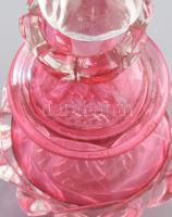 Parfümös üveg Biedermeier rózsaszín formába, fújt, anyagában színezett, hibátlan 12 cm
