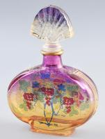 Szecessziós stílusú parfümös üveg. Matricás, formába öntött, 18 cm