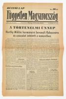 1940 A Független Magyarország erdélyi, kolozsvári bevonulásáról, Horthy beszédéről tudósító száma