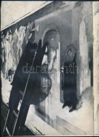 Kondor Béla, Melocco Miklós, Pásztor Gábor a KKI kiállítótermében, Bp., 1972, Kiállítási Intézmények...