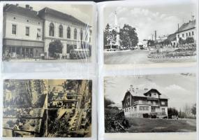 Kb. 200 db MODERN magyar város képeslap albumban, főleg az 1950-es évekből / Cca. 200 MODERN Hungarian town-view postcards in a postcard album, mainly from the 1950's