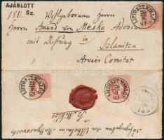1869 3 x 5kr ajánlott levélen. Szép friss kiállítási darab! / 3 x 5kr on registered cover LIPTÓ SZT.MIKLÓS - Szlanitza
