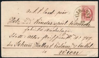 1867 5kr díjjegyes boríték / PS-cover ÚJBÁNYA (Ryan 600 p) - NYITRA - Wien. Certificate: Ferchenbauer