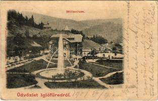 1901 Iglófüred, Bad Zipser Neudorf, Spisská Nová Ves Kupele, Novovesské Kúpele; Millenium szálloda. Wlaszlovits Gusztáv kiadása / spa, hotel, villa (EB)