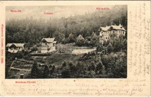 1904 Stószfürdő, Stoósz-fürdő, Kúpele Stós; Berta lak, Polonia, Mária villa. Wlaszlovits Gusztáv kiadása / villas, spa (tűnyomok / pin marks)