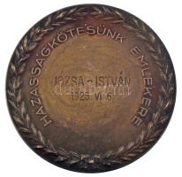 Lőrincz István (1901-1985) 1925. "Házasságkötésünk emlékére" bronz emlékérem, hátoldalán g...