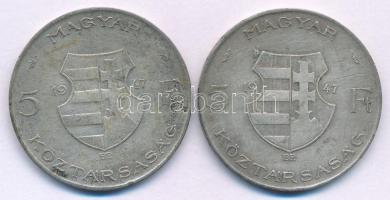 1947. 5Ft "Kossuth" Ag (2x) T:F patina Adamo F8.1