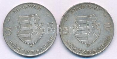 1947. 5Ft "Kossuth" Ag (2x) T:F patina Adamo F8.1