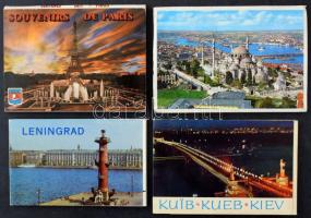 7 db MODERN külföldi képeslapfüzet, leporello / 7 modern non-Hungarian postcard booklets, leporellos