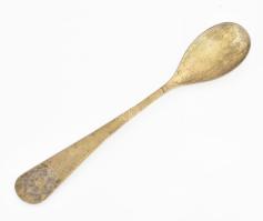 Aranyozott ezüst(Ag) fűszeres kanál, jelzés nélkül, h: 11 cm, nettó: 6 g