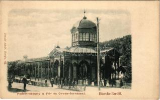 Bártfa, Bártfafürdő, Bardejovské Kúpele, Bardiov, Bardejov; Fedett sétány a Fő- és Orvos-forrással. Divald Adolf 42. / promenade, spring sources, spa