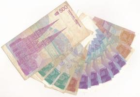 Horvátország 1991. 1D (2x) + 5D (5x, közte sorszámkövetők és közeli sorszám) + 10D + 100D (3x) + 500...