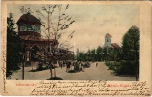 Bártfa, Bártfafürdő, Bardejovské Kúpele, Bardiov, Bardejov; Főforrás tér. Divald Adolf 160. / square, promenade, spa (EK)