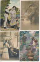 15 db RÉGI zsáner motívum képeslap vegyes minőségben: szerelmes párok / 15 pre-1945 motive postcards in mixed quality: romantic couples in love