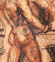 Egry József jelzéssel: Álló akt. Vegyes technika, karton. Dekoratív, üvegezett fakeretben. 63x41,5 c...