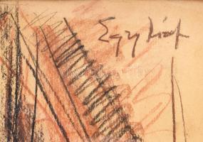 Egry József jelzéssel: Álló akt. Vegyes technika, karton. Dekoratív, üvegezett fakeretben. 63x41,5 c...