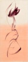 Tót Endre (1937-): Kalligráfia (cím nélkül), 1964. Akvarell, papír. Jelezve jobbra lent: tót 64. Üvegezett fakeretben. 29,5x13,5 cm / watercolour on paper, signed, framed