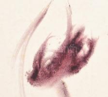 Tót Endre (1937-): Kalligráfia (cím nélkül), 1964. Akvarell, papír. Jelezve jobbra lent: tót 64. Üve...