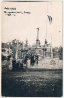 1941 Székelyhíd, Sacueni; Országzászló, hősi és ezredévi emlékmű felszentelése / consecration of the heroes' monument, Hungarian flag. photo (fl)