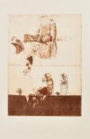 Püspöky István (1950-2018). Hommage a Bartók, 1978. Rézkarc, papír. Jelzett. Számozott (49/100). 30x22,5 cm / etching on paper, signed, numbered (49/100).