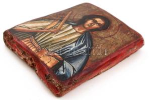 Ikon. XIX. sz. Szent Mihály ábrázolással. Kézzel festett, 12x16 cm