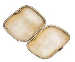 Ezüst (Ag) cigaretta tárca jelzett, 111 g kopott zománcozással 9x8 cm