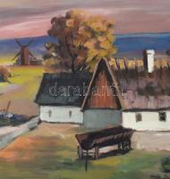 Rosen (?) jelzéssel: Vidéki táj. Olaj, farost. Fakeretben, 38,5x56 cm