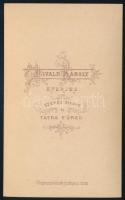1872 Férfiportré, keményhátú fotó Divald Károly (Eperjes / Tátrafüred) műterméből, 10,5×6,5 cm