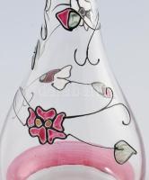 Váza festett virág díszítésekkel üvegszál díszítéssel. Szélén csiszolt 34 cm