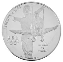 Amerikai Egyesült Államok 1995P 1$ Ag &quot;Atlantai Olimpia 1996 - Torna&quot; kapszulában T:PP patina /  USA 1995P 1 Dollar Ag &quot;Atlanta Olympics 1996 - Gymnastics&quot; in capsule C:PP patina Krause KM#260