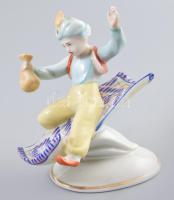 Hollóházi Aladdin a repülő szőnyegen, kézzel festett, jelzett, hibátlan , m:12 cm, h:11 cm