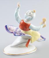 Hollóházi Aladdin a repülő szőnyegen, kézzel festett, jelzett, hibátlan , m:12 cm, h:11 cm