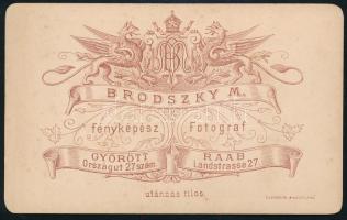 cca 1890 Férfipotré, keményhátú fotó Brodszky Mór győri műterméből, 10,5×6,5 cm