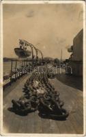 Osztrák-Magyar Haditengerészet csatahajó fedélzete a láncokkal / K.u.K. Kriegsmarine / Austro-Hungarian Navy battleship's deck with the heavy chains. photo