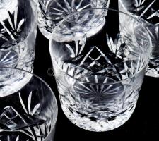 6 db kristály whiskys pohár d: 8 cm, m: 8 cm