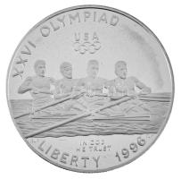 Amerikai Egyesült Államok 1996P 1$ Ag &quot;Atlantai Olimpia 1996 - Evezés&quot; kapszulában T:PP patina /  USA 1996P 1 Dollar Ag &quot;Atlanta Olympics 1996 - Rowing&quot; in capsule C:PP patina Krause KM#272