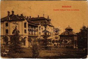 1909 Bártfa, Bártfafürdő, Bardejovské Kúpele, Bardiov, Bardejov; Erzsébet királyné forrás és szálloda. Horovitz M. Ch. kiadása / spring source, hotel, spa (vágott / cut)