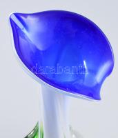 Többszínű üveg váza. Anyagban színezett többrétegű, hibátlan m: 20 cm